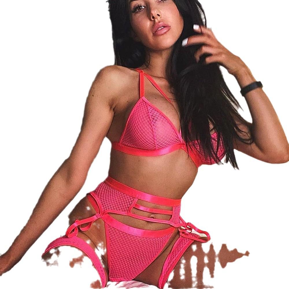 2021 Trendiges Mesh Durchsichtiges Sexy Dessous 5-teiliges Set für Damen