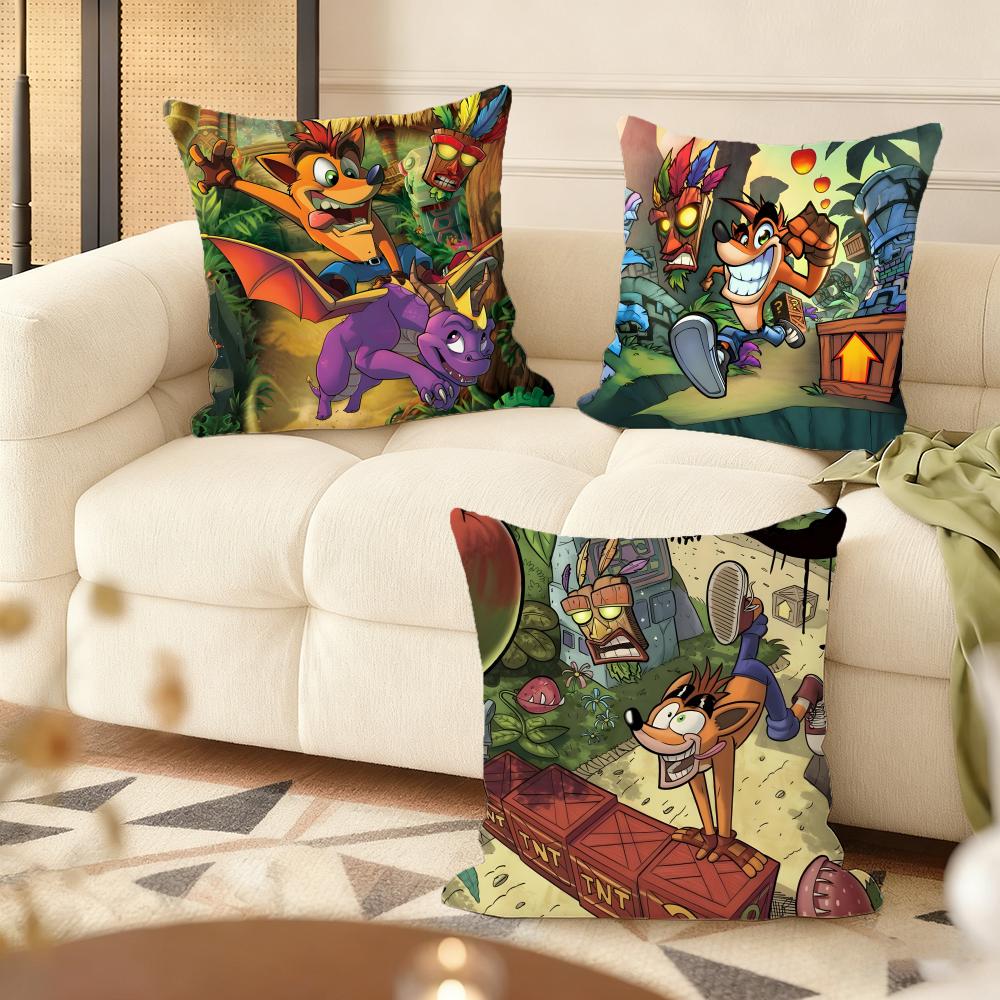 Crash Bandicoot Cushion Cover Soft Short Plush Pillow Cover Smooth Cozy Texture Aesthetic Cushion Case Home Decor