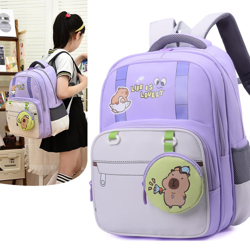 School Bag for Primary School Students New Kapibara Boys and Girls for Grades 3-6 Reduce the Burden of Spine Protection Backpack