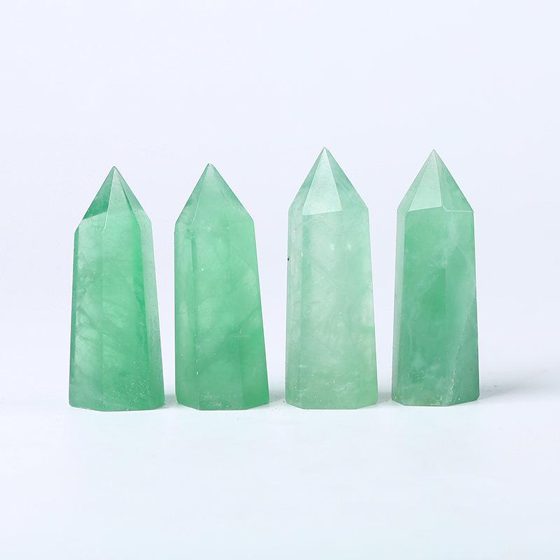 Hexagonal Crystal Column Ornament: Polished Semi-Precious Stone in Various Materials
