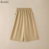 ZANZEA Women Casual Solid Color Loose Summer Capris Pants