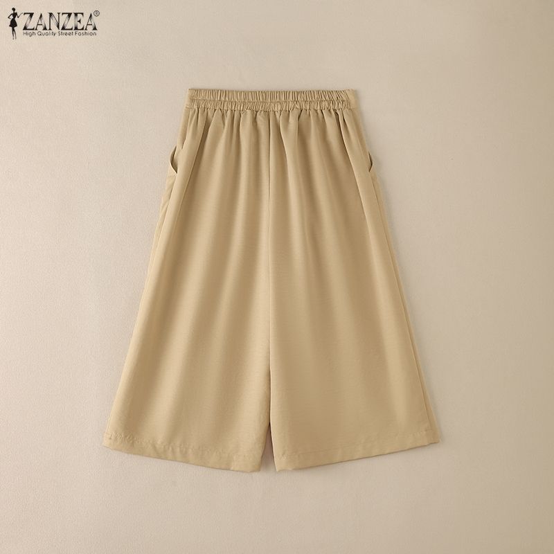 ZANZEA Women Casual Solid Color Loose Summer Capris Pants