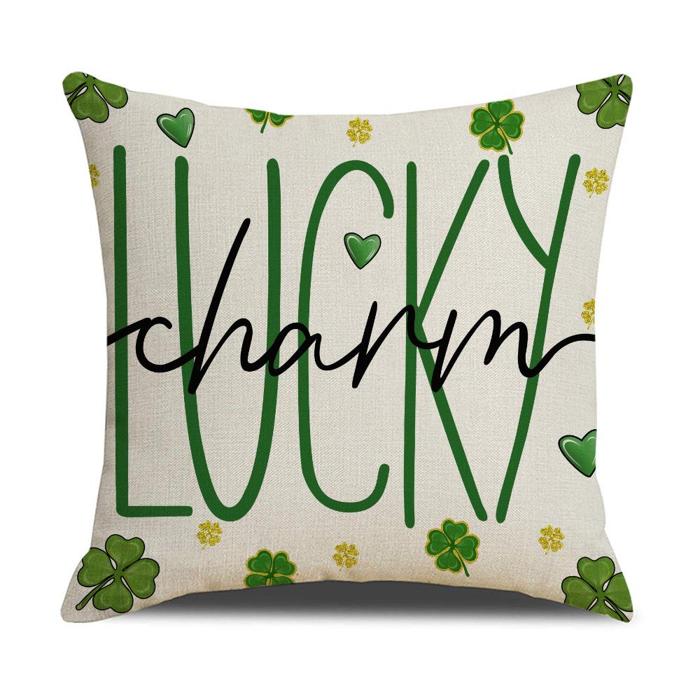 Neue St. St. Patrick's Day Vierblättriges Klee Krokodil Kissenbezug Zuhause Stuhl Dekorative Kissenhülle Leinen Rückenlehne