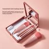 Girl Portable 5-Piece Makeup Brush Set with Mirror, Soft Bristle Powder Brush, Foundation Brush, Mini Multi-Functional