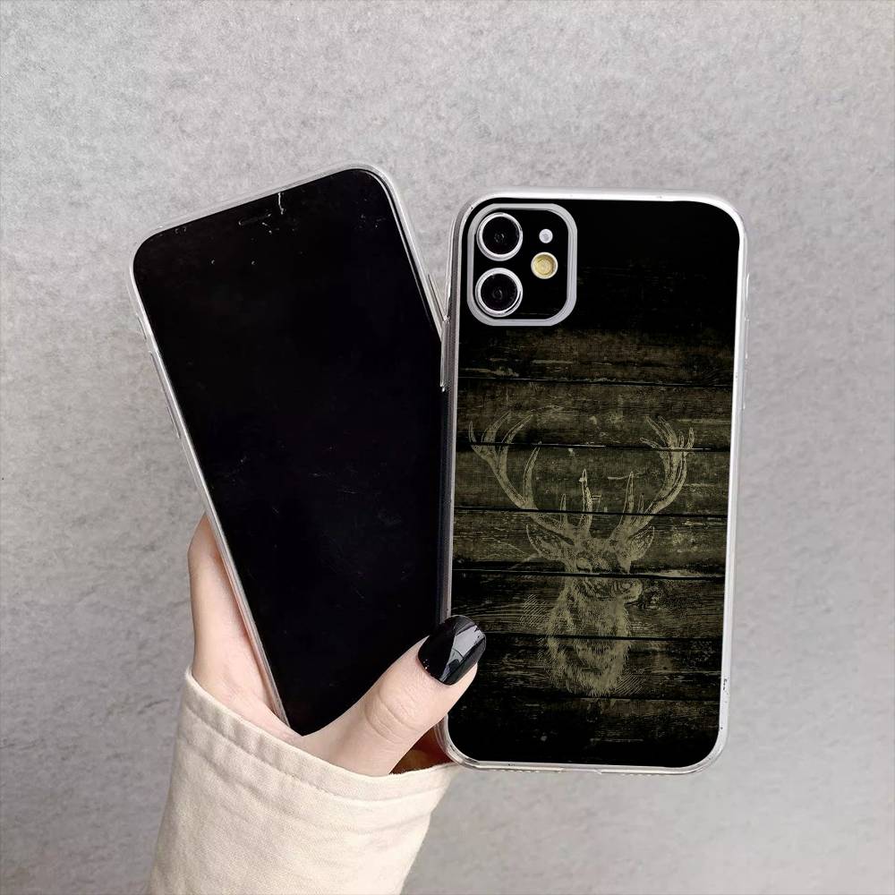 D-Deer Hunting Camo Phone Case For iPhone17,16,15,14,13,12,11 Plus,Pro Max Soft Transparent Cover