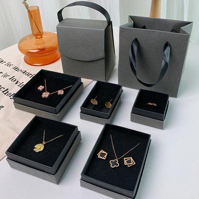 Gray Black Cardboard Jewelry Box Ring Earrings Bracelet Pendant Jewelry Box Gift Packaging Box Jewelry Organizer