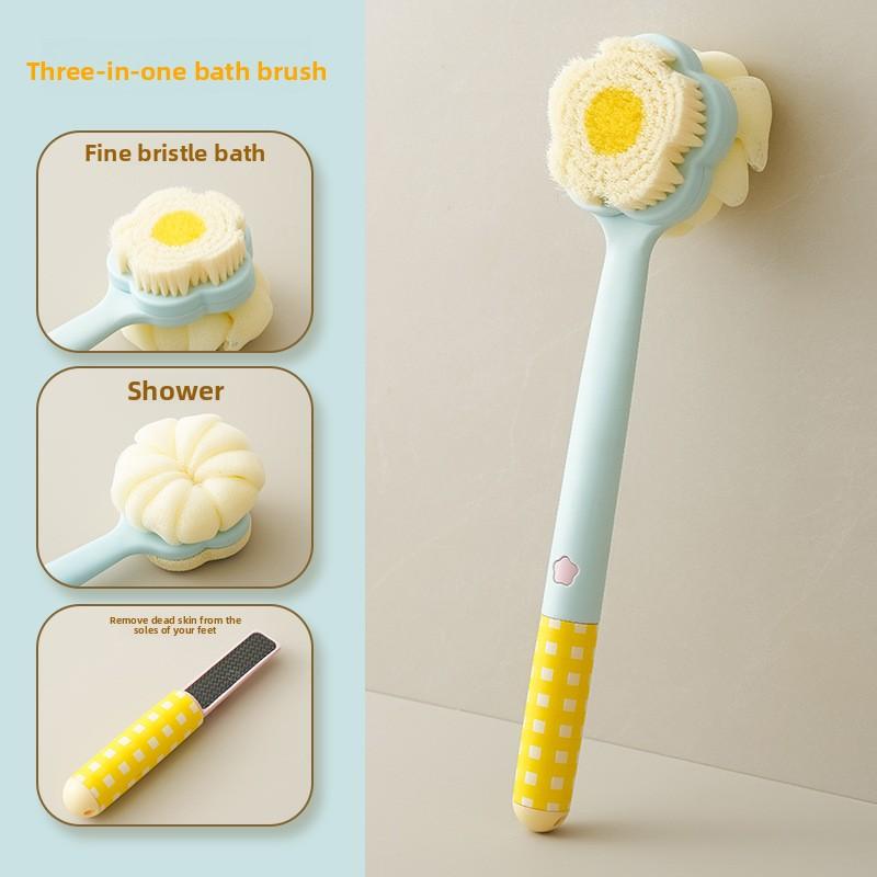

A Long-handled Brush with Soft Bristles, A Double-sided Bath Brush for Scrubbing The Back, No Need To Rely on Others Bath cloth style