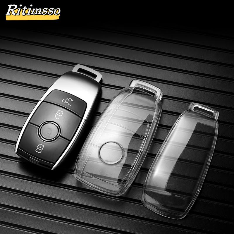 TPU Transparent Car Key Case Cover for Mercedes Benz E C S GLC Class E200 E400 E63 W213 S550 S560 C260 A200 Key Shell Protector