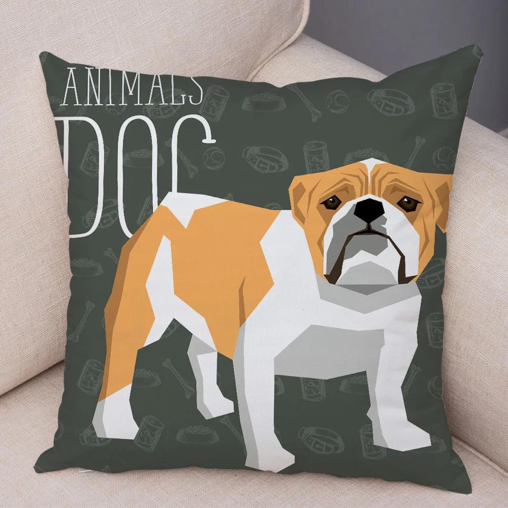 Home Sofa Pillowcase Color Dalmatian Schnauzer Decorative Cushion Cover Cartoon Dog Pet