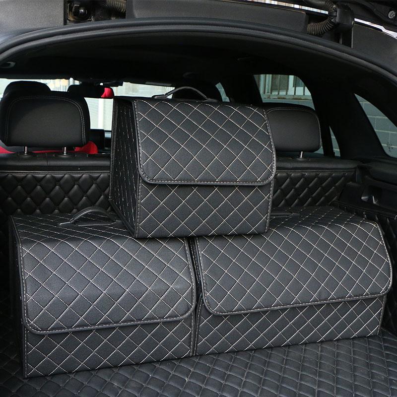 Collapsible Car Organizer Box For Trunk Portable Pu Leather Storage Box Multipurpose Auto Accessories Organizer Bag In The