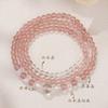 Star and Moon Natural Strawberry Quartz White Crystal Bracelet, Three-Layer Pearl Bracelet for Women, Exquisite Crystal Bracelet, Niche Design