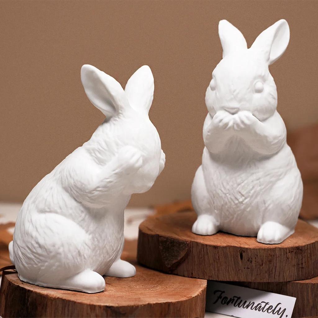 Cute Rabbit Silicone Ornament Mold 3D Easter Rabbit Scented Candle Gypsum Concrete Sitting Standing Looking Up Rabbit Craft Mold