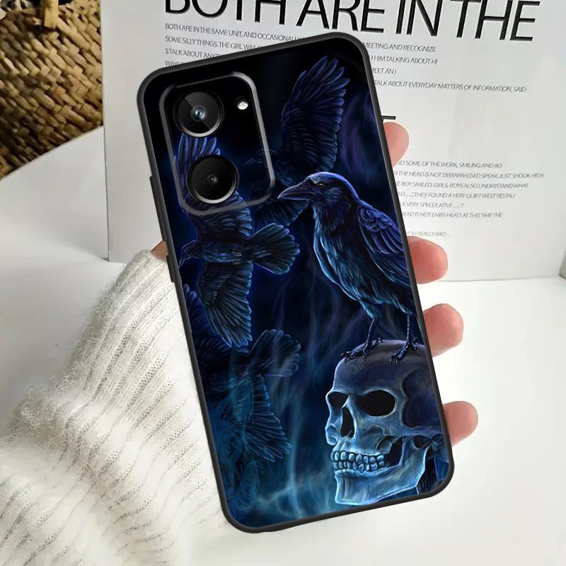 

Crow Raven Dark Skull Case For Realme C67 C55 C53 C51 C35 C33 C31 C30 C25s C21Y GT Neo 5 GT5 9 10 11 12 Pro Plus Realme 10 Pro