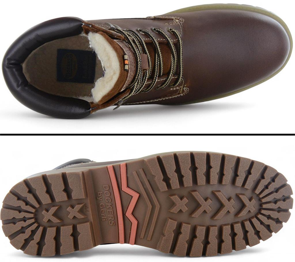 DOCKERS by Gerli Boots - Herren Winter Stiefel Schuhe Gefüttert Leder Braun 53AX103-400470 ORIGINAL