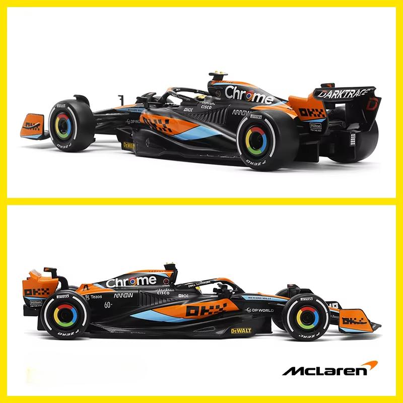 1/24 McLaren F1 MCL60 2023 Závodní tým Kovové odlévané autíčko Miniaturní model vozidla Volná kola Sběratelský dárek pro chlapce