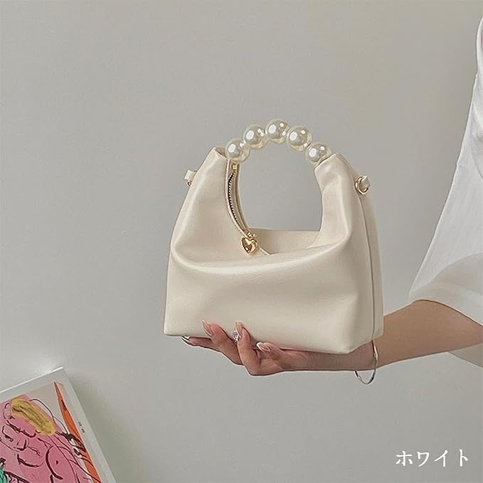 Lapimou Pearl Bag, Shoulder Bag, Handbag, Party Bag, 2-Way, Large Capacity, Shoulder Bag, Pearl, Women's, Mini, Small, Stylish, Cute, Pearl, Perfect