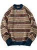 Mountain Style Retro Colorblock Stripe Sweater - Trendy American Knitwear for Couples (Autumn/Winter)