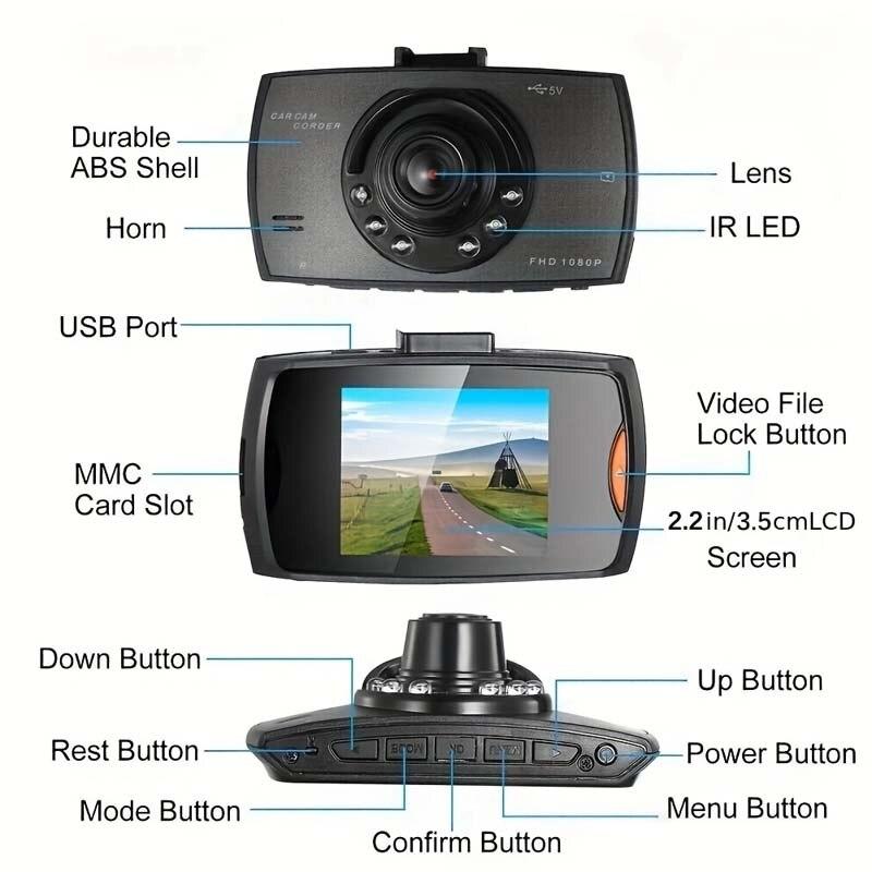 2.4-inch In-car DVR Dash Camera, Wide-angle Night Vision HD Video Recorder, Suitable for All Car Models.