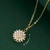 Women'S Rotatable Sunflower Collarbone Chain, Daisy Necklace, Fresh And Versatile Fashionable Neck Accessory.
