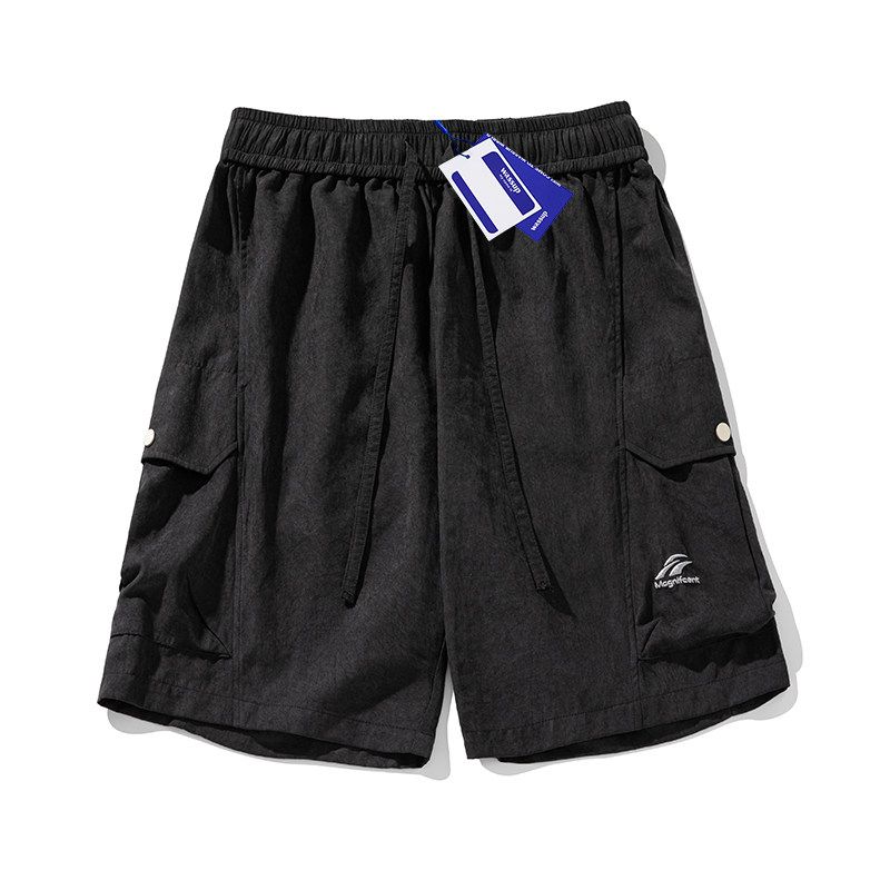 

Wassup Trendy Brand Lightweight Cool Shorts for Men and Women, Summer Workwear Casual Sports American-Style Loose Five-Point Pants Black M