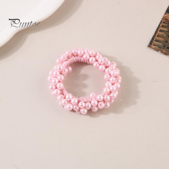 Buntes Haarseil mit Kunstperlen, hochelastisches Gummiband, Haargummi, hoher Pferdeschwanzhalter, Haar-Accessoire für Frauen