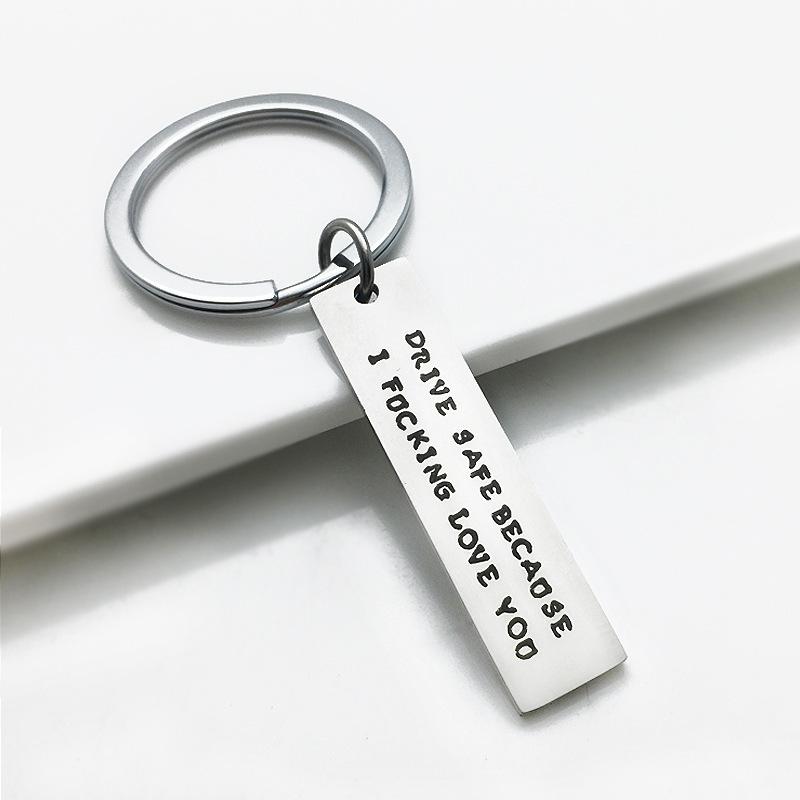 Drive Safe Stainless Steel Keychain Romantic Safety Reminder Stylish Car Key Pendant Practical Gift for Him