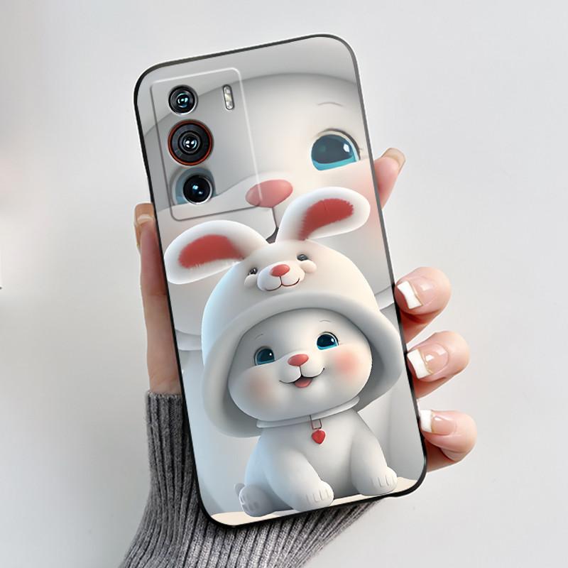 Hülle Für ZTE Nubia Z40 Pro NX701J Niedliches Herz Hase Schwarz Weiches TPU Silikon Stoßfeste Rückabdeckung Für Nubia Z40Pro 5G Handyhülle