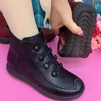Autumn Winter Thickened Warm Plush Non-Slip Short Snow Boots Women Warm Mother's Cotton Boots Women's Cotton Shoes Soft Bottom Ankle Boots