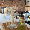 Double Layer Drink Dispenser with 6 Shot Glasses Acrylic Liquor Dispenser Wine Divider
