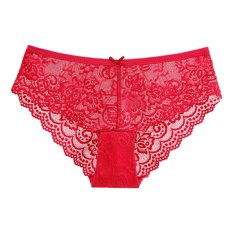 Women Cotton Panties Female Underwear Solid Color Briefs Ladies Panty Lingerie Sexy Lace Hollow Underpants 12 Pcs/set
