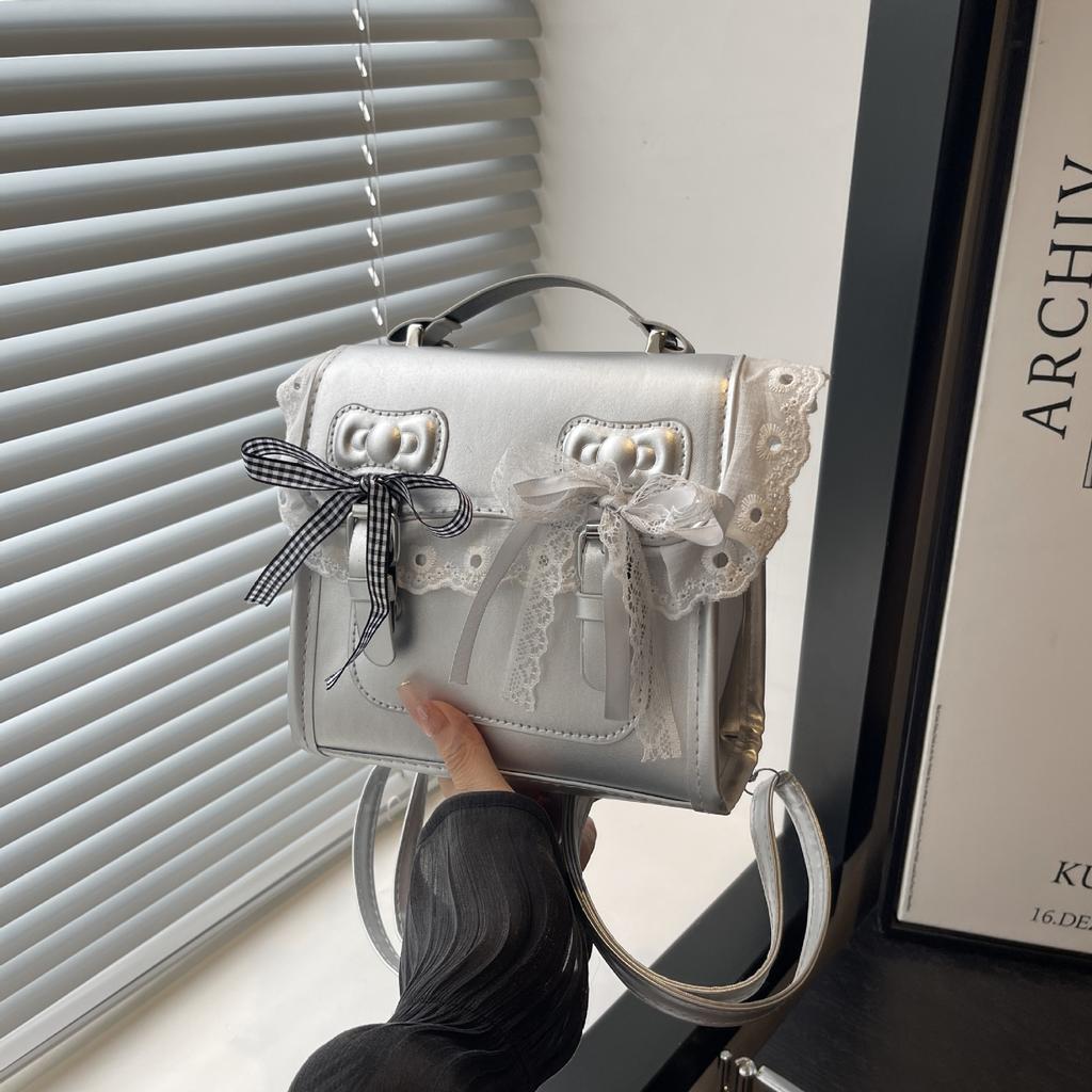 Autumn bag cover square bag lace bow single shoulder diagonal back women's bag fashionable versatile backpack