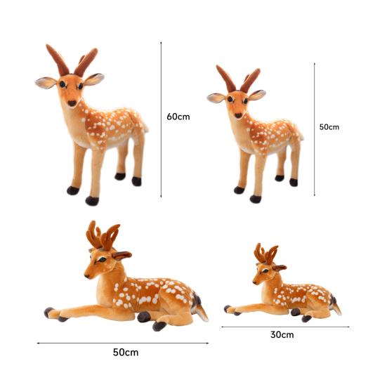 Plush Deer Toy Soft PP Cotton Filling Simulation Animal Doll Christmas Elk Decoration