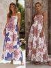 2026 Cross-Border Casual Vacation Hollow Print Spaghetti Strap Dress