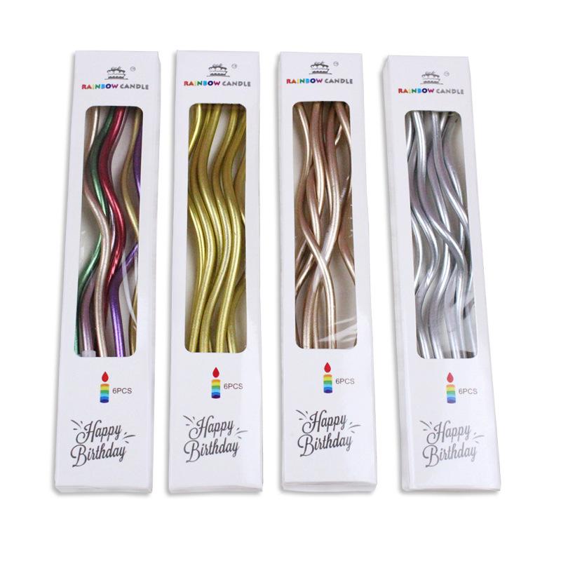 Birthday Cake Candles Curve Thread Candle Gold Plated Curve Candle Boxed Candle