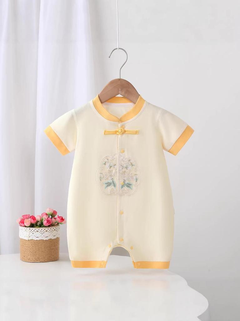 Chinese Trendy Embroidery Infant Jumpsuit - Summer Style Boneless Crawling Bodysuit