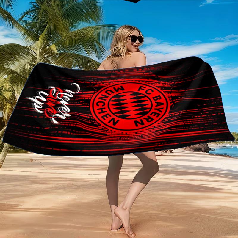 Munich FC Crest Printed Microfiber Beach Towel, Soft And Absorbent, Quick-Dry, Ideal for Summer Travel, Beach Essential, Swimming Pool