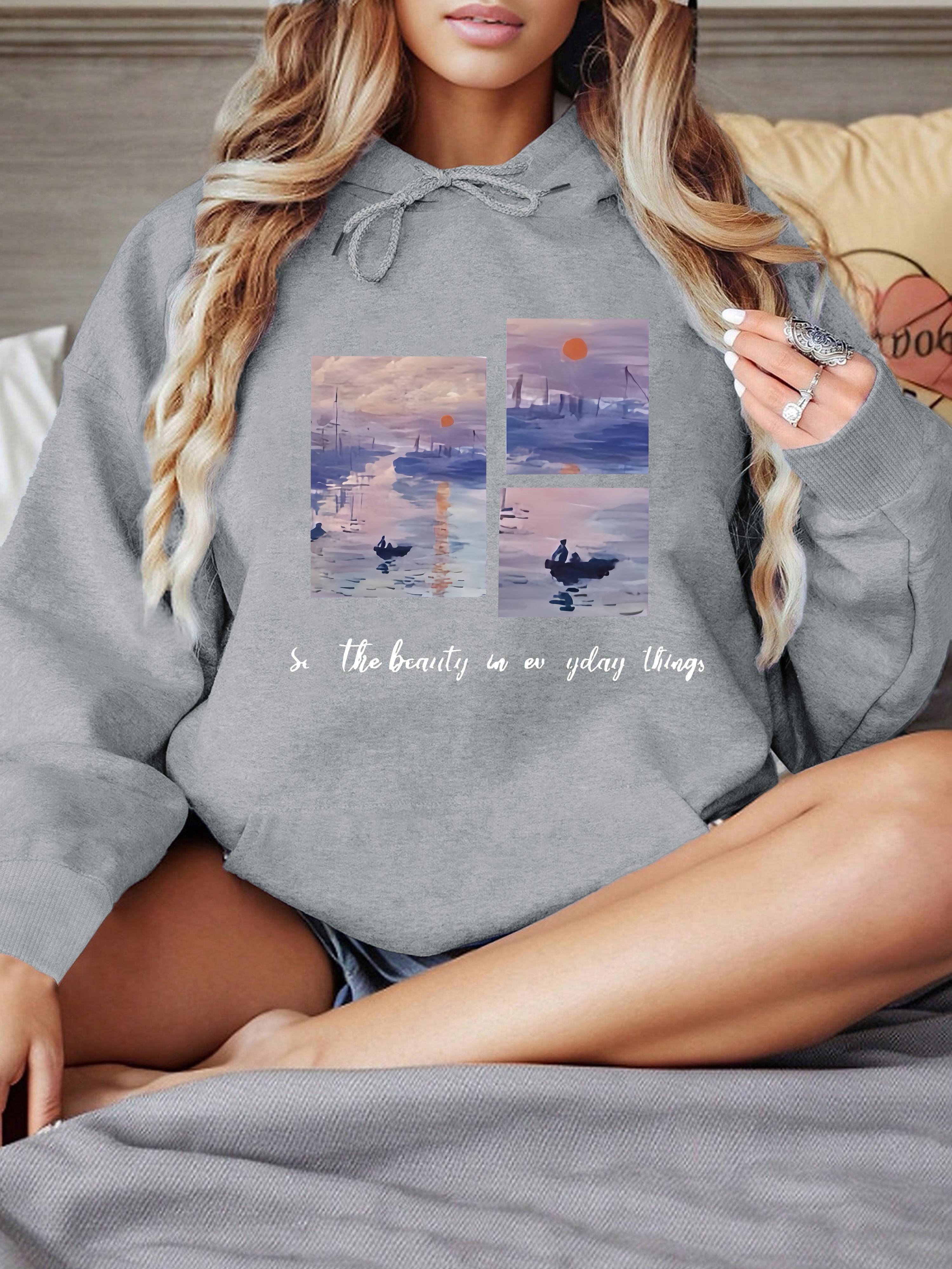 

Женские толстовки 2025 Зимняя осенняя одежда Y2k Креативная пейзажная толстовка Топ Худи Длинный рукав Женская повседневная одежда 3XL