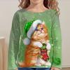 Christmas Pattern Cute Cat Dog Peripheral 3D Printing Casual Unisex Round Neck T-shirt Children's Clothing