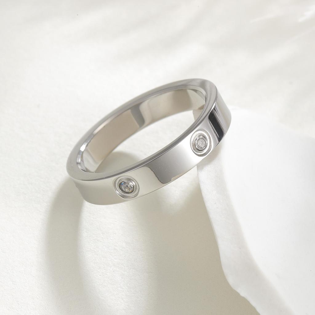 Simple Zircon Ring European and American Style Six Jewelry Fashion Titanium Steel Ring