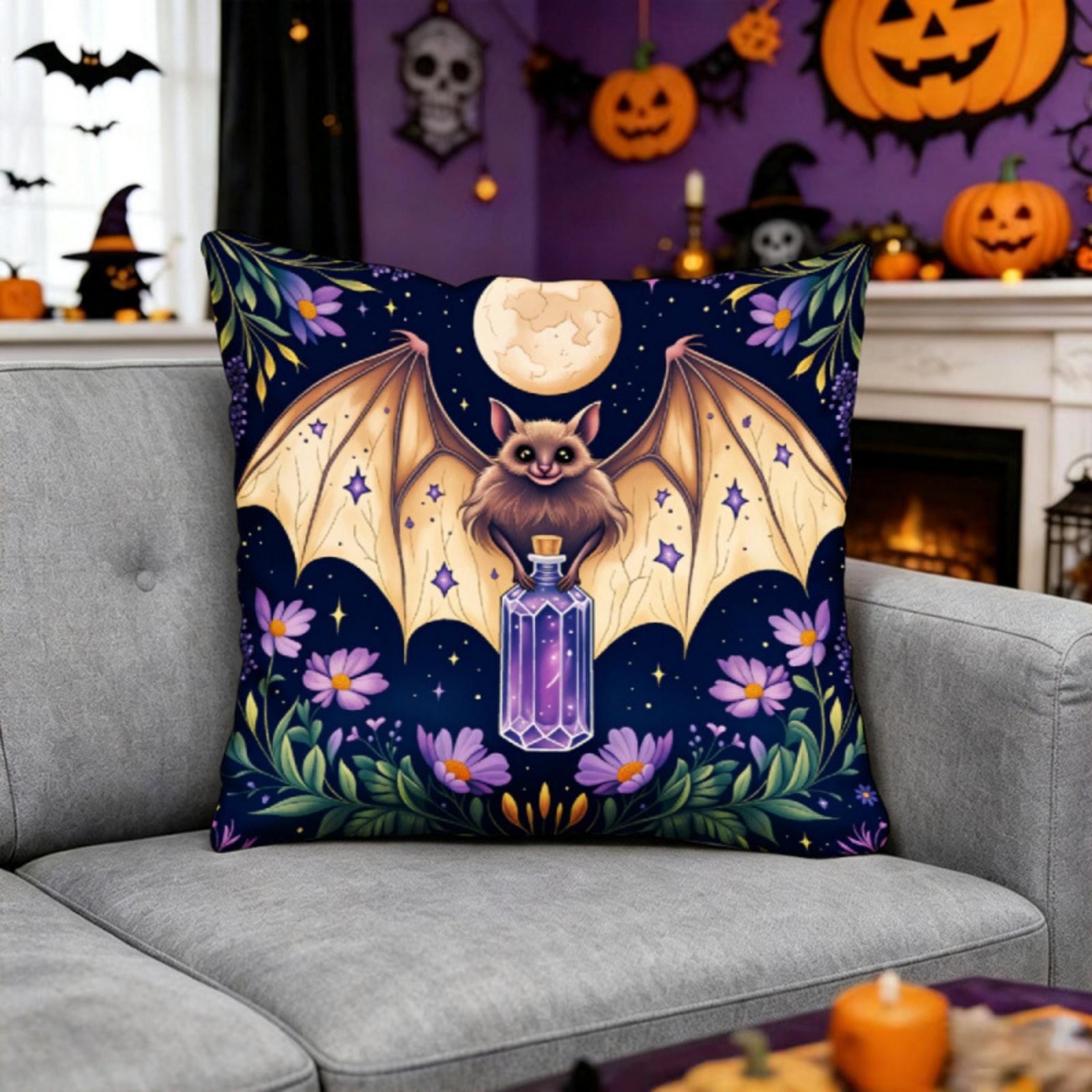 

Halloween Decorative Pillow Cover 45x45cm Soft Embroidered Style Cushion Case for Home Hotel Airbnb Seasonal Accent One Size