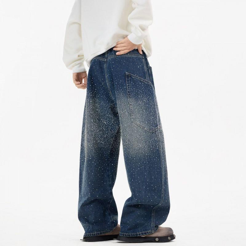 Classic Wide Leg Denim Pants Men Women Loose Fit High Street Retro Style Cotton Straight Cut Trousers