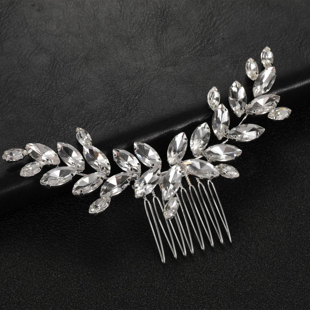 

Silver Color Bridal Comb Rhinestone Leaves Wedding HairstylesJewelry Wedding серебряный