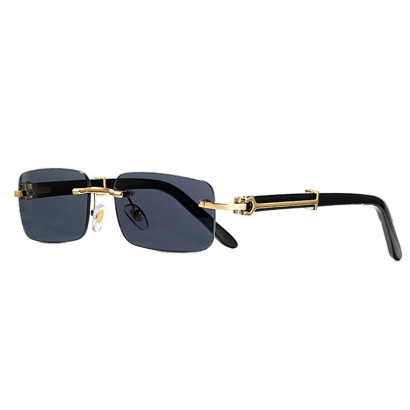 HBK Unisex Square Sunglasses Custom Logo Rimless Frameless Design Feature Gold Acetate Frame Glass Men Women Travel Street Snap