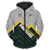 Herren Damen NFL Kapuzen-Reißverschluss-Sweatshirt Digitaldruck Lockerer Schnitt Freizeit-Sportbekleidung Alles