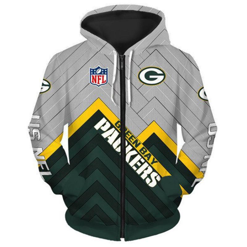 Herren Damen NFL Kapuzen-Reißverschluss-Sweatshirt Digitaldruck Lockerer Schnitt Freizeit-Sportbekleidung Alles