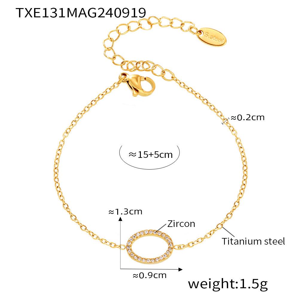 Exquisite Niche Zirconium Titanium Steel Jewelry Set: 18k Gold Plated Ring, Bracelet, and Temperament Necklace.