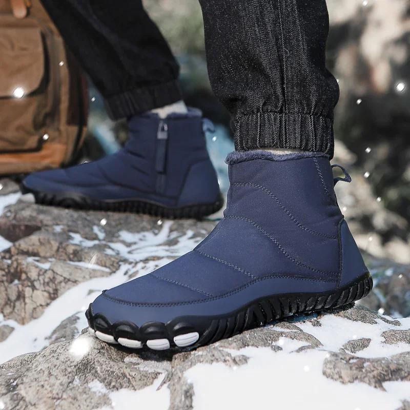 2024 Winter Booties Outdoor Waterproof Barefoot Boots For Women Men Ankle Boots Plush Warm Snow Shoes Non-slip Casual Sneakers