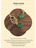 Creative National Tide Style Fu Lu Gold-Plated Stud Earrings with Chalcedony Jasper Gourd for Women