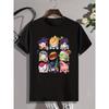 Cartoon Anime Characters Print, Men's Graphic Design Crew Neck T-shirt, Casual Comfy Tees Tshirts For Summer