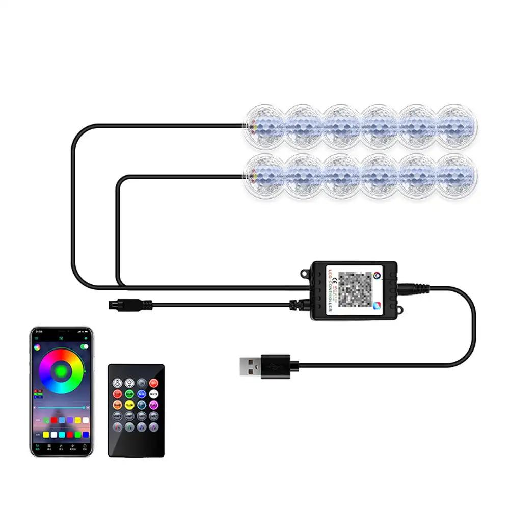 12 LED Car Interior Ambient Foot Light USB / Cigarette lighter LED Atmosphere Decorative Lamp LED Foot Light Kit Car Accessories